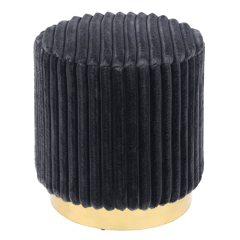 Furniture of America Vail Fabric Upholstered Round Plinth Base Stool in Gray