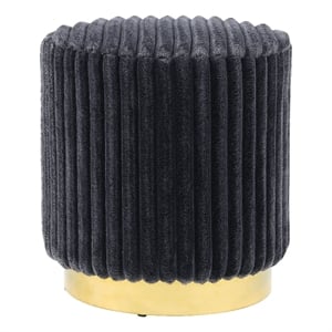 Furniture of America Vail Fabric Upholstered Round Plinth Base Stool in Gray