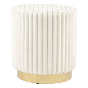 Furniture of America Vail Fabric Upholstered Round Plinth Base Stool in Beige