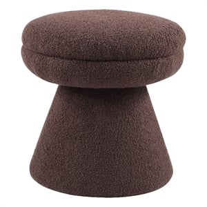 Furniture of America Rami Fabric Upholstered Round Mushroom-Shape Stool in Brown