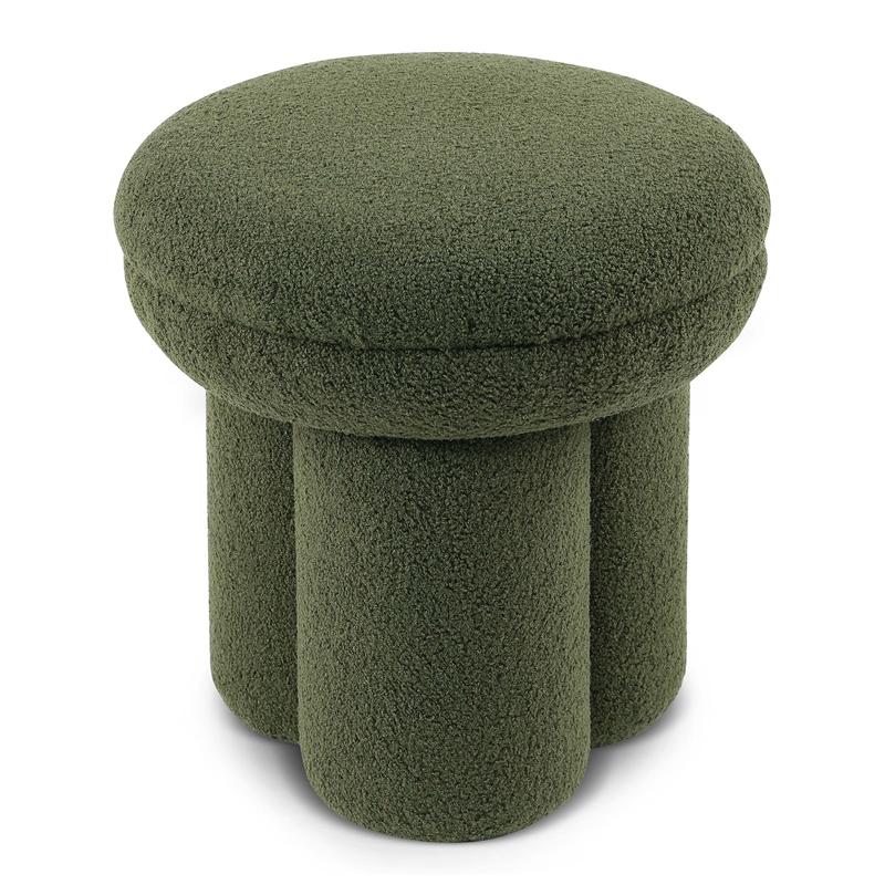 Furniture of America Rami Fabric Upholstered Round Mushroom-Shape Stool in Green