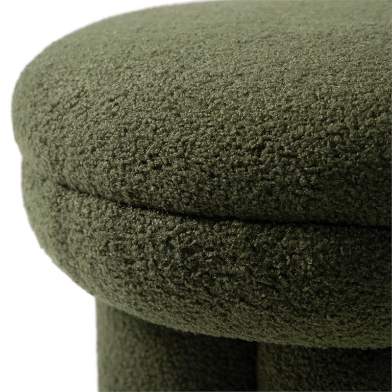 Furniture of America Rami Fabric Upholstered Round Mushroom-Shape Stool in Green