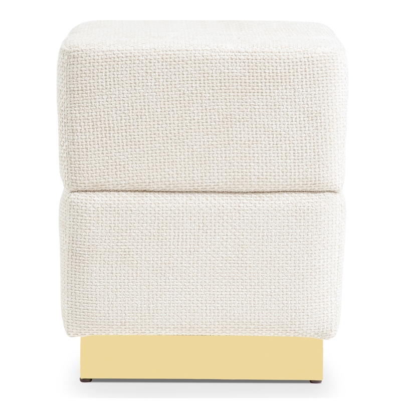Furniture of America Renzo Chenille Square Cube Design Storage Stool in Beige