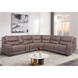 Furniture of America Jimmy Solid Wood L-Shaped Power Sectional with USB in Brown
