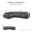 Furniture of America Kirel Fabric Swivel Arm L-Shaped Gray Power Sectional
