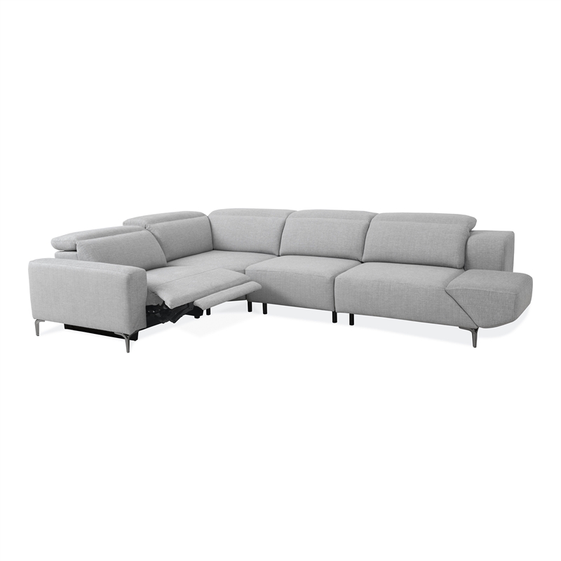 Furniture of America Kirel Fabric Swivel Arm L-Shaped Light Gray Power Sectional