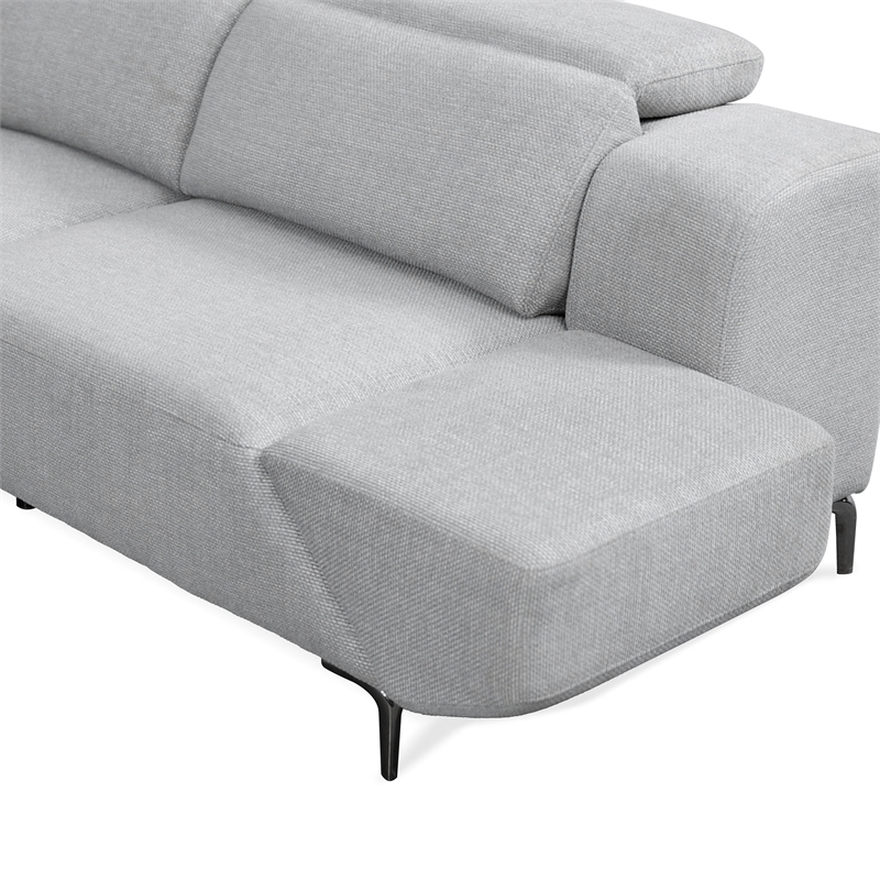 Furniture of America Kirel Fabric Swivel Arm L-Shaped Light Gray Power Sectional