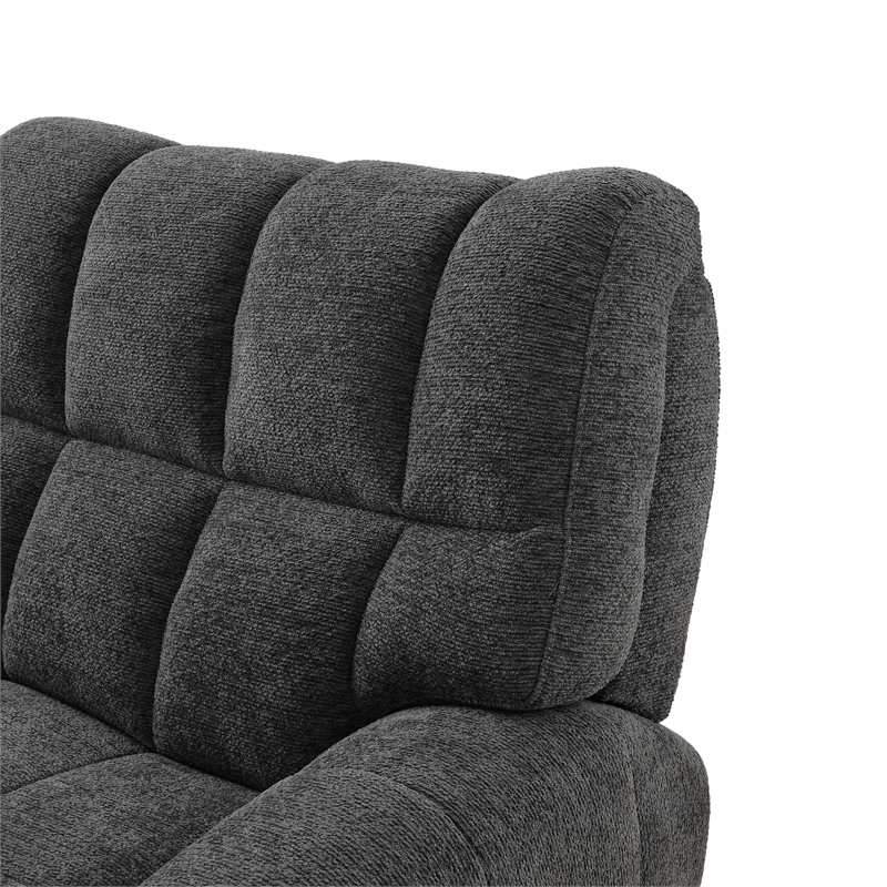Furniture of America Tavie Chenille L-Shaped Power Sectional with USB in Gray