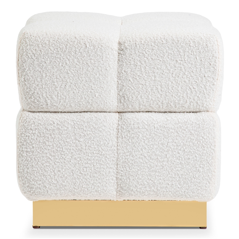 Furniture of America Renzo Fabric Upholstered Square Storage Stool in Beige