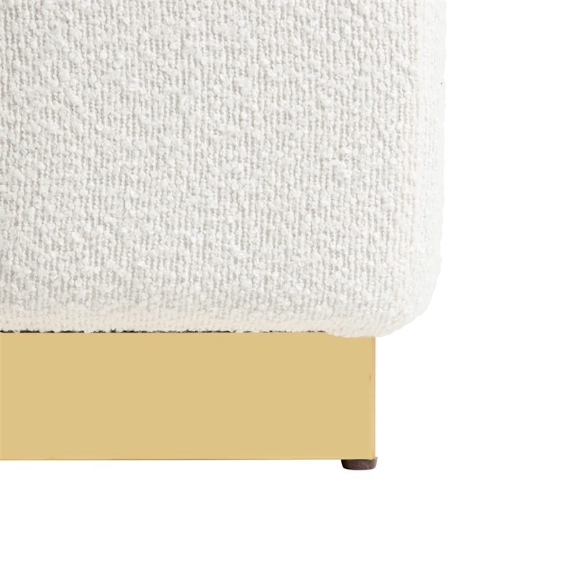 Furniture of America Renzo Fabric Upholstered Square Storage Stool in Beige