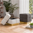 Furniture of America Renzo Fabric Upholstered Square Storage Stool in Beige