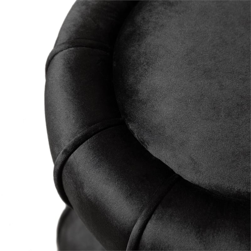 Furniture of America Magnus Velvet Round Bow Tie Design Stool in Black