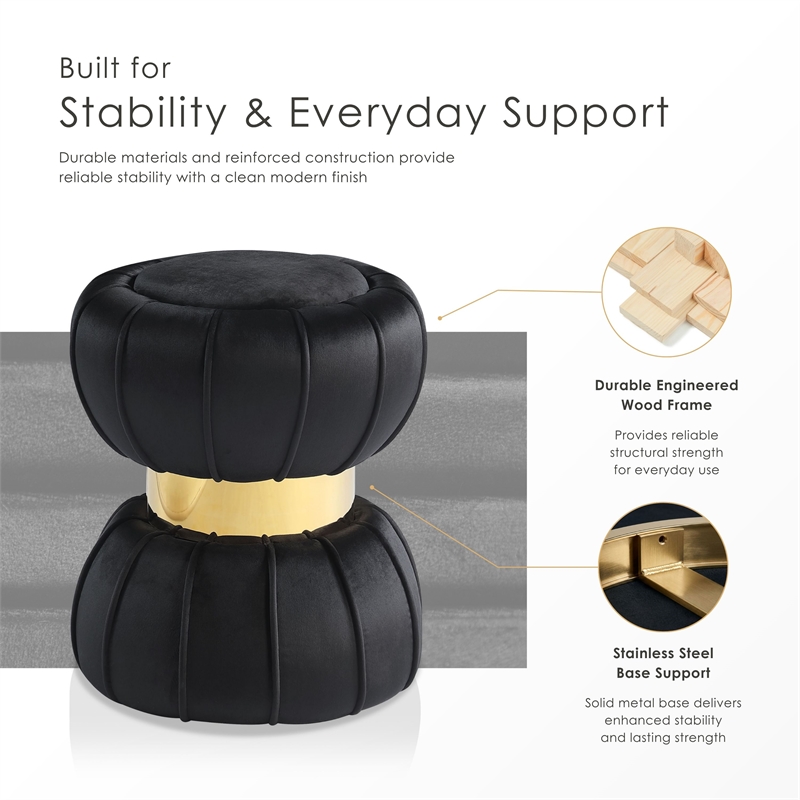 Furniture of America Magnus Velvet Round Bow Tie Design Stool in White