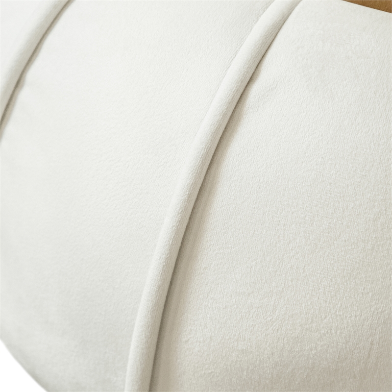 Furniture of America Magnus Velvet Round Bow Tie Design Stool in White
