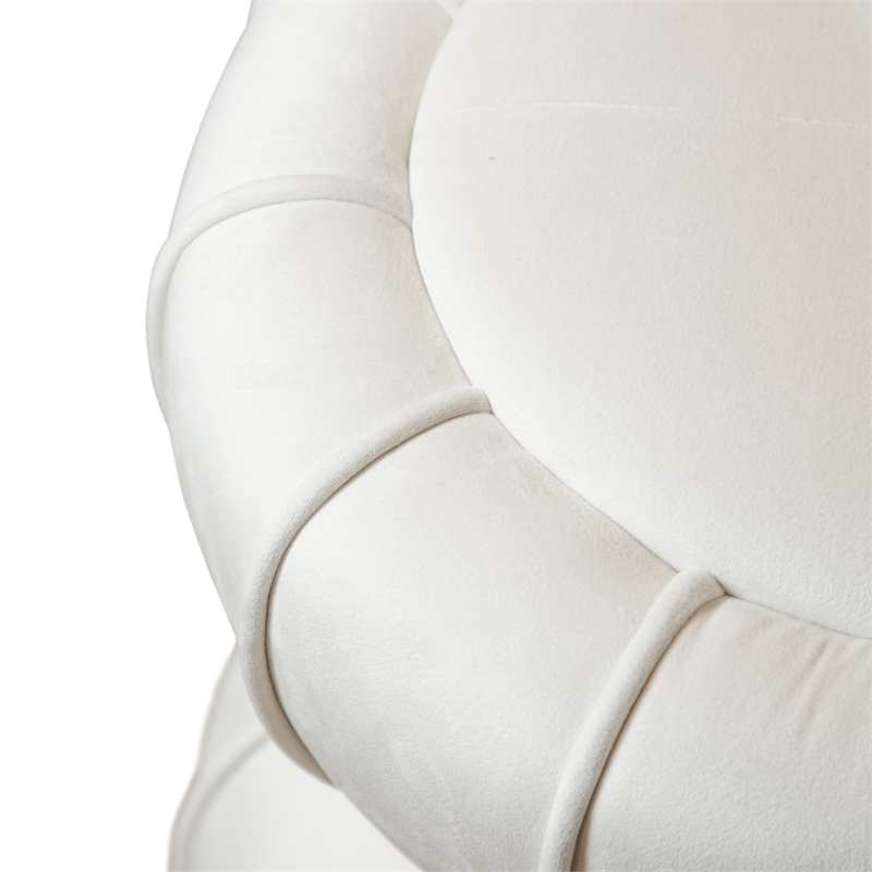 Furniture of America Magnus Velvet Round Bow Tie Design Stool in White
