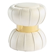 Furniture of America Magnus Velvet Round Bow Tie Design Stool in White