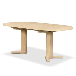 Furniture of America Alakez Solid Wood Extendable Oval Dining Table in Oak