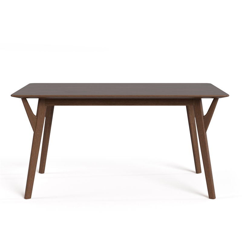 Furniture of America Beck Solid Wood Rectangular Dining Table in Walnut