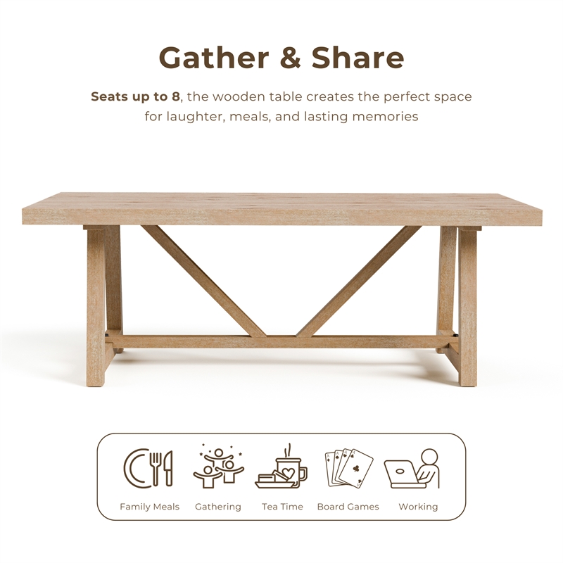 Furniture of America Wellen Solid Wood Trestle Base Dining Table in Oak