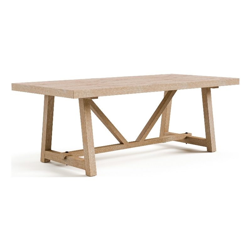 Furniture of America Wellen Solid Wood Trestle Base Dining Table in Oak