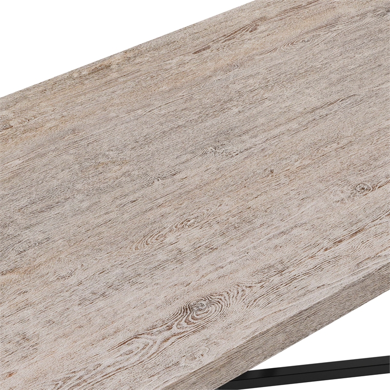 Furniture of America Lestara Wood Top and Metal Trestle Base Black Dining Table