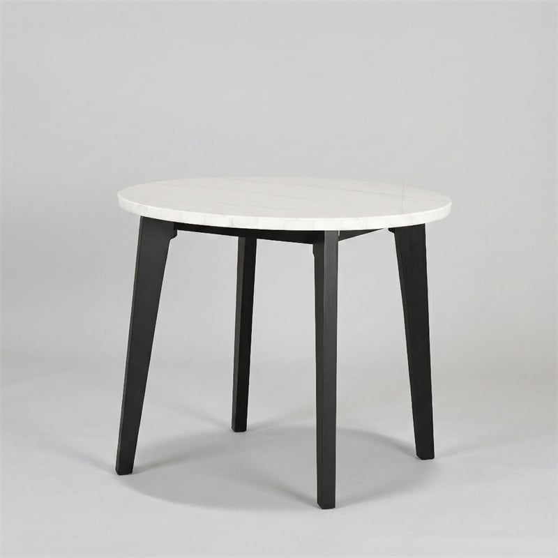 Furniture of America Isolde Marble Top Round Counter Dining Table in Black