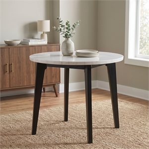 Furniture of America Isolde Marble Top Round Counter Dining Table in Black