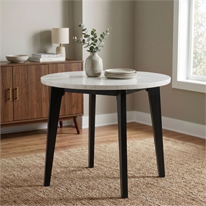 Furniture of America Isolde Marble Top Round Counter Dining Table in Black