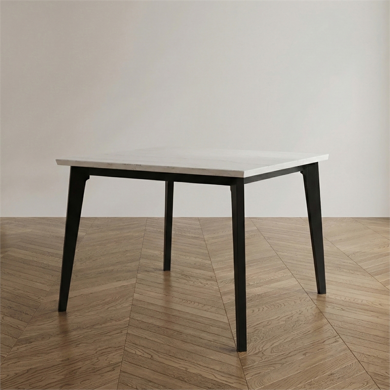 Furniture of America Isolde Marble Top Square Counter Dining Table in Black