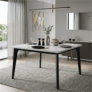 Furniture of America Isolde Marble Top Square Counter Dining Table in Black