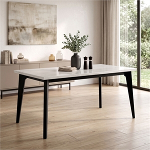 Furniture of America Isolde Marble Top Rectangular Counter Dining Table in Black