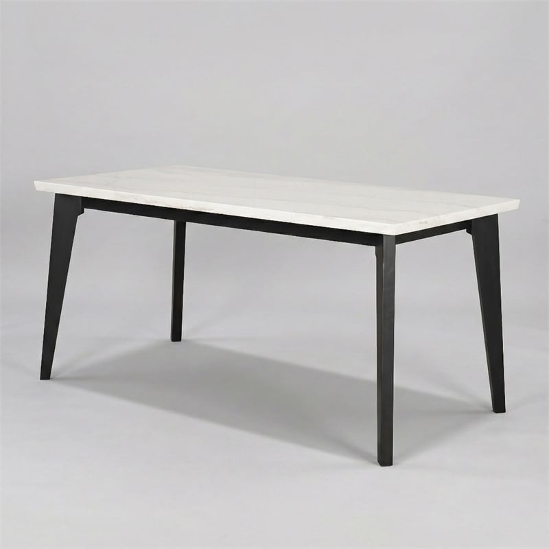 Furniture of America Isolde Marble Top Rectangular Counter Dining Table in Black