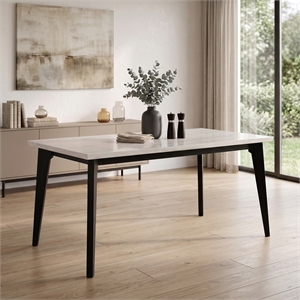 Furniture of America Isolde Marble Top Rectangular Counter Dining Table in Black