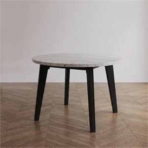 Furniture of America Isolde Marble Top Round Dining Table in Black