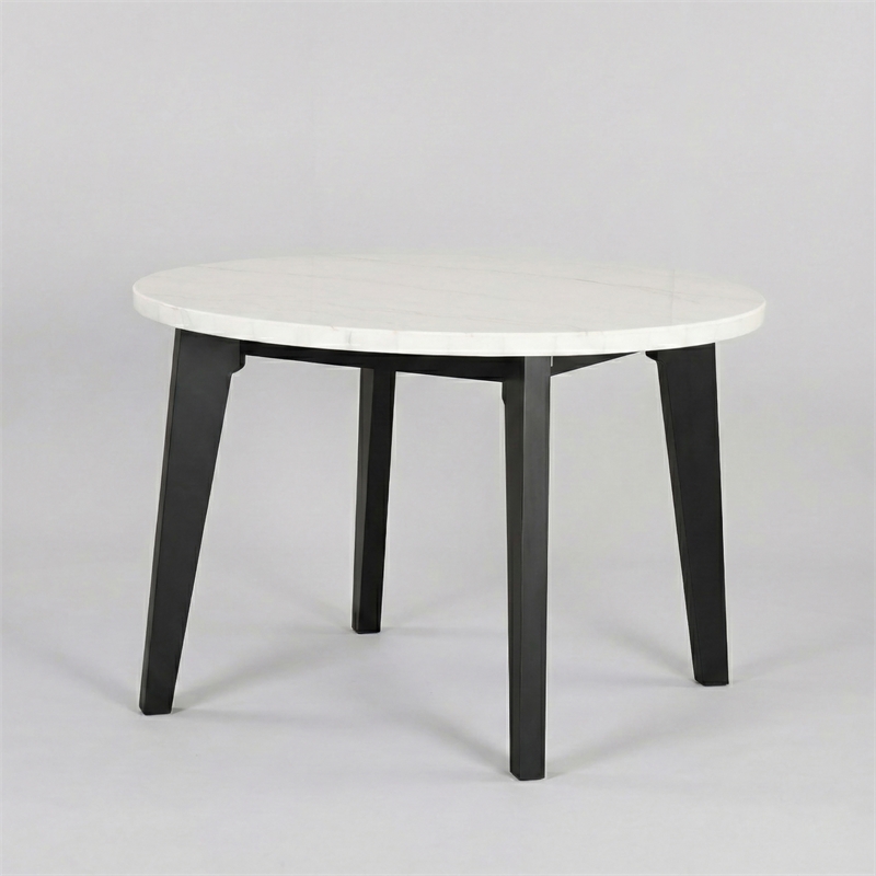 Furniture of America Isolde Marble Top Round Dining Table in Black