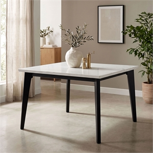 Furniture of America Isolde Marble Top Square Dining Table in Black