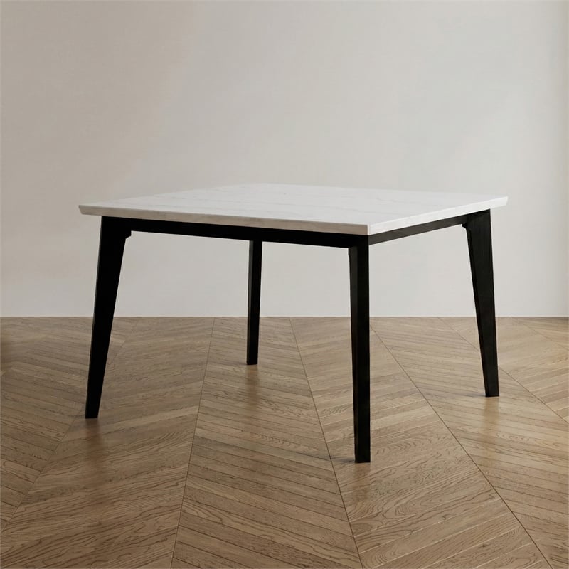 Furniture of America Isolde Marble Top Square Dining Table in Black