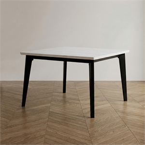 Furniture of America Isolde Marble Top Square Dining Table in Black