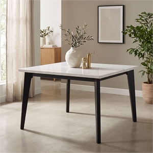 Furniture of America Isolde Marble Top Square Dining Table in Black