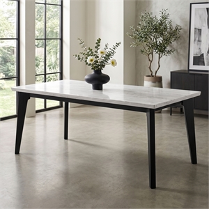 Furniture of America Isolde Marble Top Rectangular Dining Table in Black