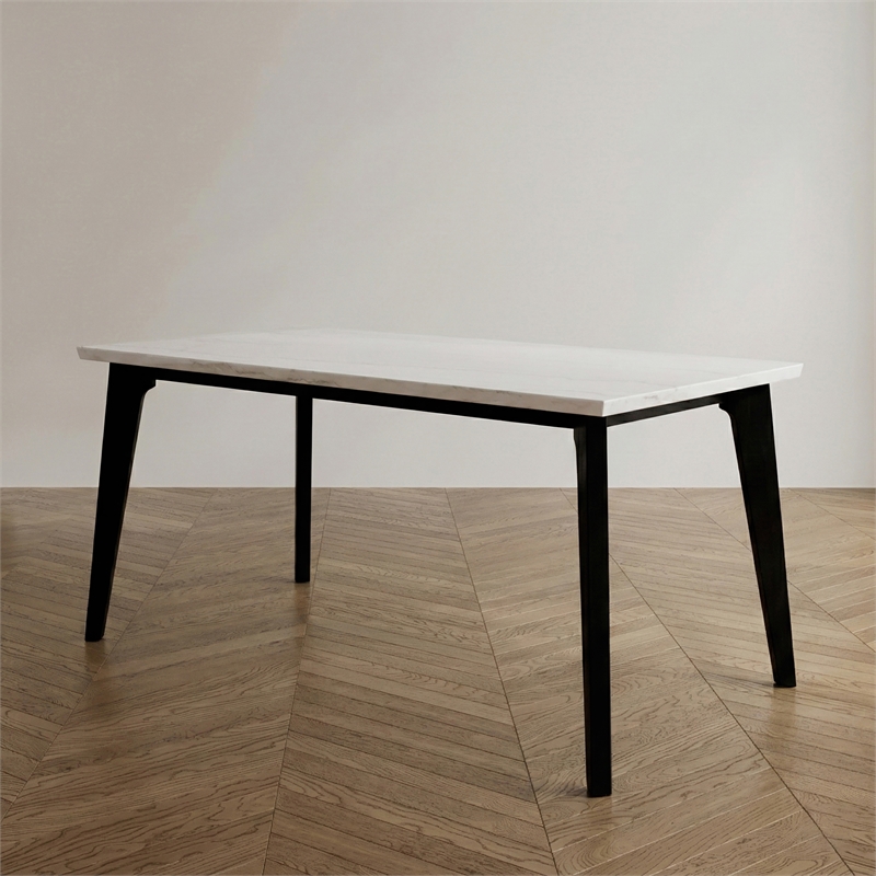 Furniture of America Isolde Marble Top Rectangular Dining Table in Black