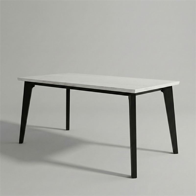 Furniture of America Isolde Marble Top Rectangular Dining Table in Black