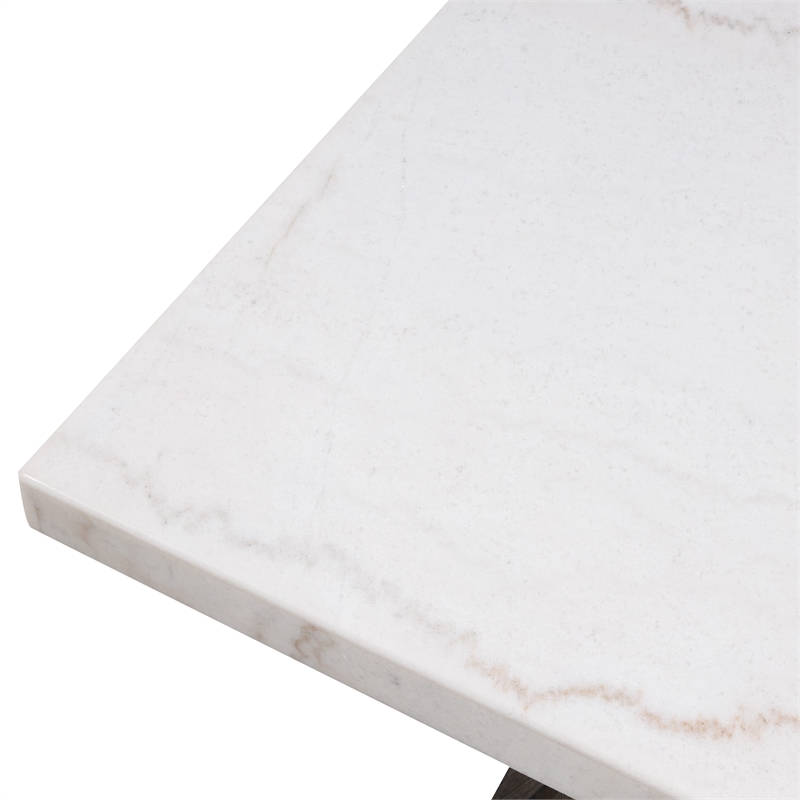 Furniture of America Rafferty Marble Top Square End Table in Dark Walnut