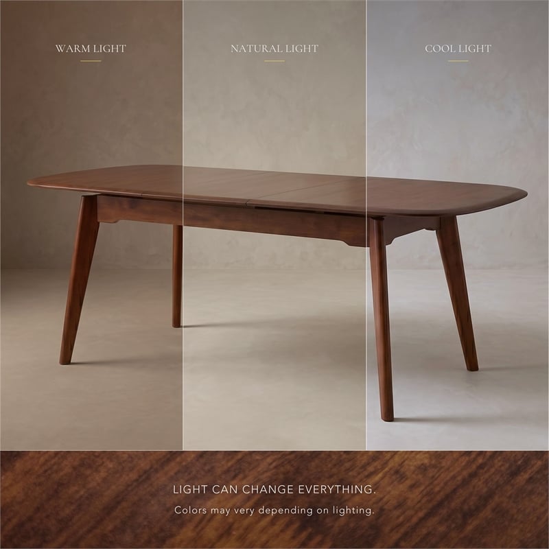 Furniture of America Nazaen Solid Wood Extendable Dining Table in Walnut