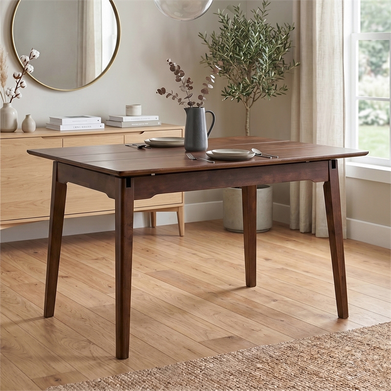 Furniture of America Nazaen Solid Wood Walnut Counter Dining Table with Leaf