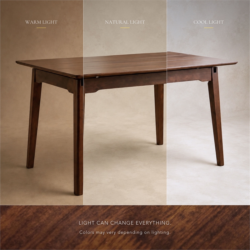 Furniture of America Nazaen Solid Wood Walnut Counter Dining Table with Leaf