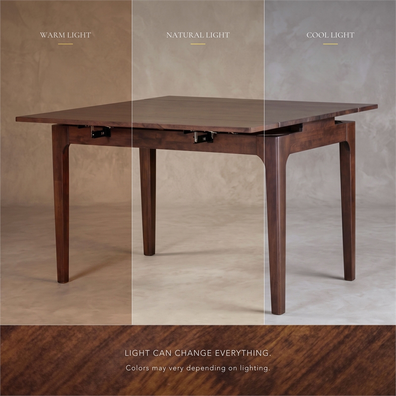 Furniture of America Nazaen Solid Wood Counter Dining Table with Leaf in Walnut