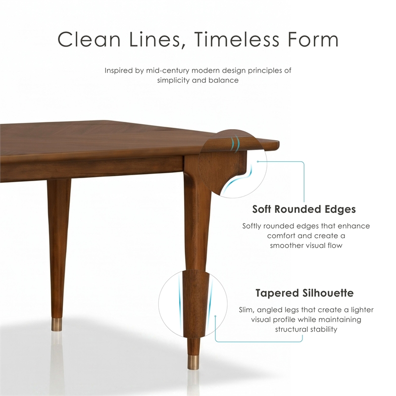 Furniture of America Forma Solid Wood Rectangular Dining Table in Walnut