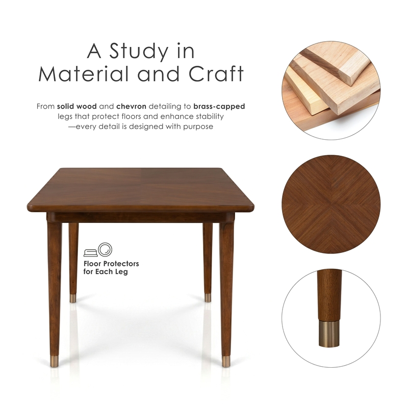 Furniture of America Forma Solid Wood Rectangular Dining Table in Walnut