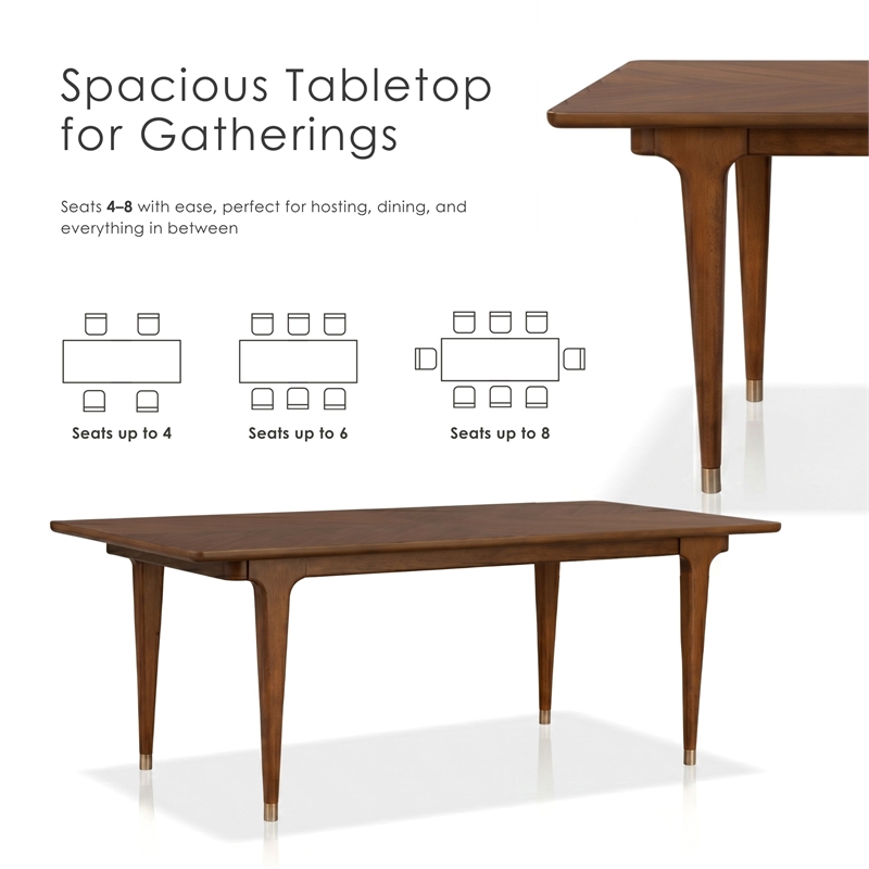 Furniture of America Forma Solid Wood Rectangular Dining Table in Walnut
